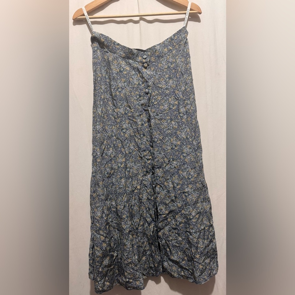 Laura Ashley A-Line Midi Skirt in Blue and Yellow